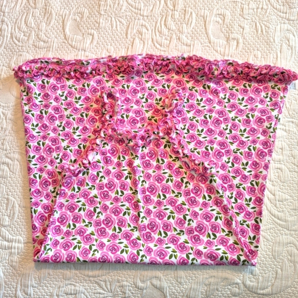 Sara's Prints girls size 8 rose designed sleeveless nightgown EUC